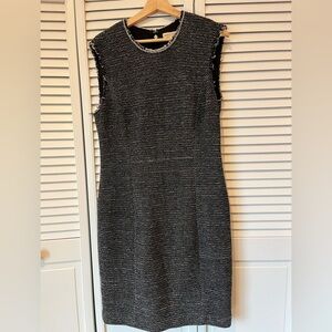 Elegant Black and White Tweed Dress